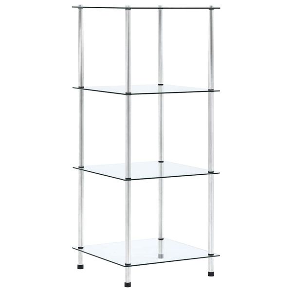 vidaXL Regál so 4 policami, priehľadný 40x40x100 cm, tvrdené sklo