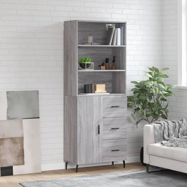 vidaXL Vysoká skrinka sivý dub sonoma 69,5x34x180 cm spracované drevo
