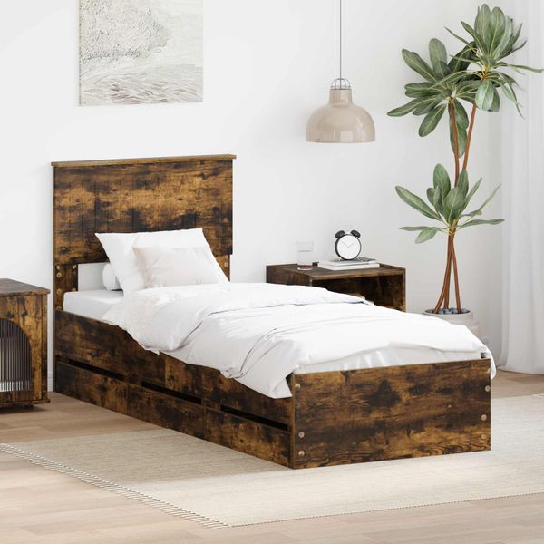 vidaXL Rám postele Dymová dub 75 x 190 cm Inžinierske drevo