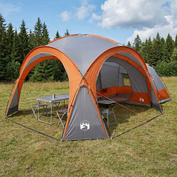 vidaXL Bočný stan Šedá a oranžová 410 x 410 x 250 cm Polyester a oceľ