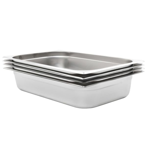 vidaXL Gastronádoby 4 ks, GN 1/1, 100 mm, nehrdzavejúca oceľ
