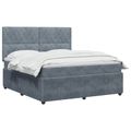 vidaXL LED boxspring posteľ s matracom Tmavosivá 160 x 200 cm Zamat