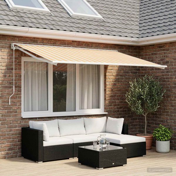 vidaXL Náhradná látka na markízu Modrá a Oranžová 350 x 250 cm