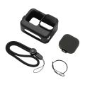 Silikónové puzdro Puluz pre GoPro HERO12, HERO11, HERO10 a HERO9 Black s krytom objektívu a remienkom (čierne)