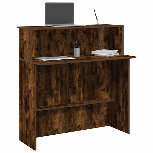 vidaXL Recepčný stôl dymový dub 100x50x103,5 cm kompozitné drevo