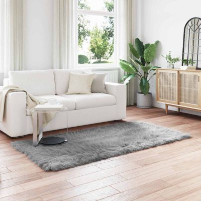 vidaXL Koberec z umelého ovčieho kožucha TAFALLA Sivá 80 x 200 cm