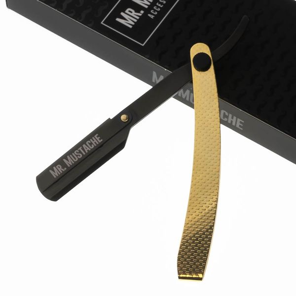 Elegantná shavetta na holenie MR. MUSTACHE Pure gold