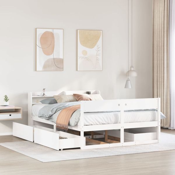 vidaXL Posteľ bez matraca biela 140x190 cm masívna borovica