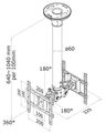 Neomounts  FPMA-C200D / Flat Screen Ceiling Mount (Height: 64-104 cm) / Black Držák, VESA, stropní, pro 2 monitory, úhloprícka 10"-40", náklon 180°, otácení 180°, rotace 360°, nosnost 2× 10kg, cerný