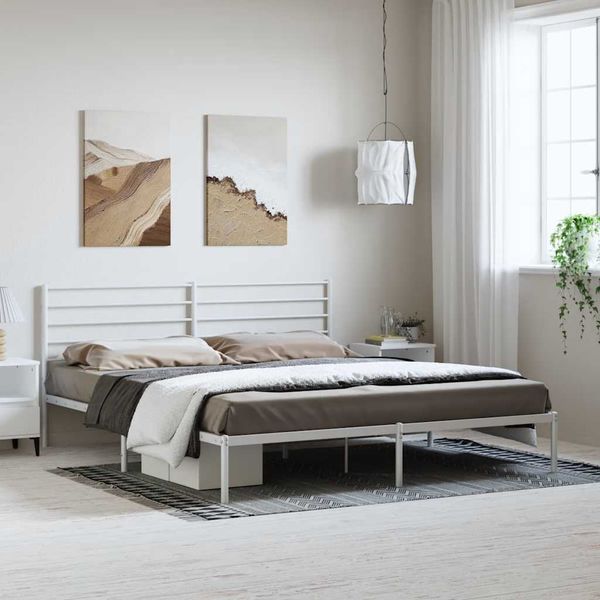 vidaXL Kovový rám postele s čelom biely 183x213 cm