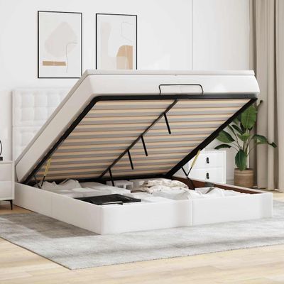 vidaXL Osmanský rám postele s matracmi biela 200x200 cm umelá koža