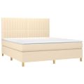 vidaXL Posteľný rám boxspring s matracom krémový 180x200 cm látka