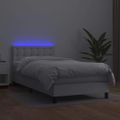 vidaXL Boxspring posteľ s matracom a LED biela 90x200 cm umelá koža