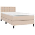 vidaXL Boxspring posteľ matrac a LED kapučínová 90x190 cm umelá koža