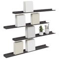 vidaXL Závesná polica 4 ks Čierny 80 x 9 x 2,5 cm Oceľ