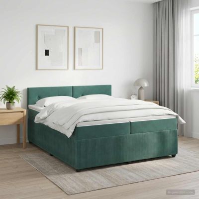 vidaXL Posteľ boxspring s matracom Tmavozelená 200 x 200 cm Zamat