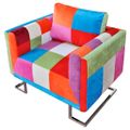 vidaXL Kreslo v tvare kocky s chrómovými nohami, patchwork, látka