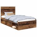 vidaXL Rám postele Staré drevo 100 x 200 cm Masívne borovicové drevo