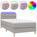 vidaXL Posteľ boxsping s matracom a LED bledosivá 90x190 cm látka