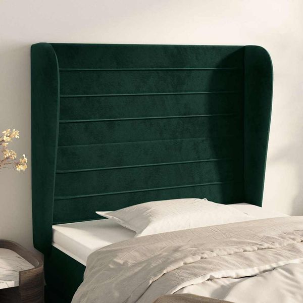 vidaXL Čelo postele so záhybmi tmavozelený 93 x 23 x 118/128 cm zamat