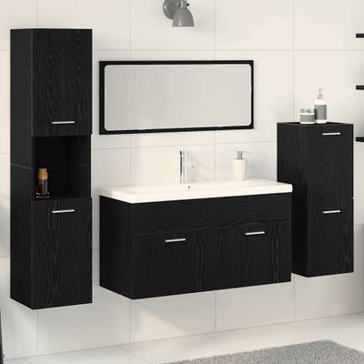 vidaXL Sada kúpeľňového nábytku 4 pcs Čierny dub Kompozitné drevo