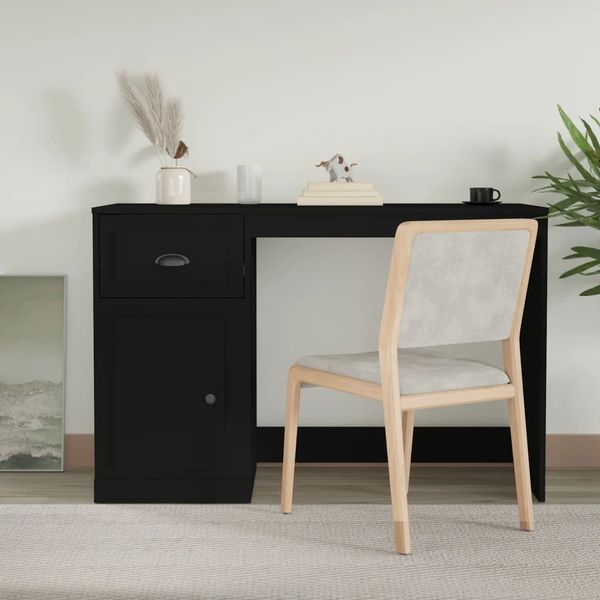 vidaXL Stolík so zásuvkami čierny 115x50x75 cm kompozitné drevo