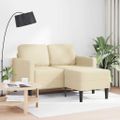vidaXL 2-miestna pohovka s leňoškou v tvare L krémová látka 125 cm