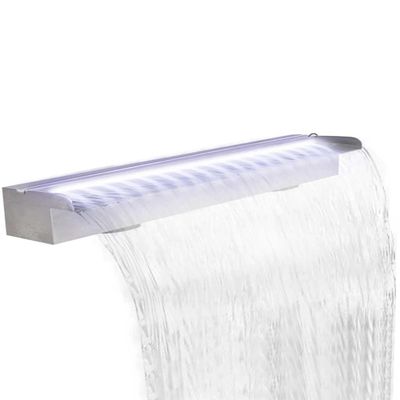 Obdĺžniková bazénová fontána/vodopád s LED, nehrdzavejúca oceľ 150 cm