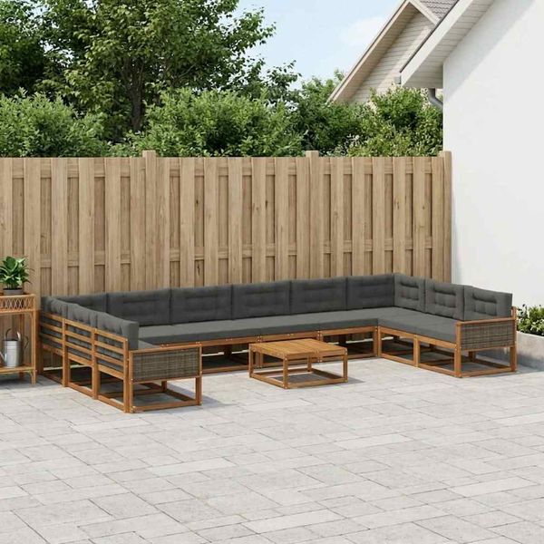 vidaXL Záhradná súprava gaučov 11 pcs Prírodná a antracitová