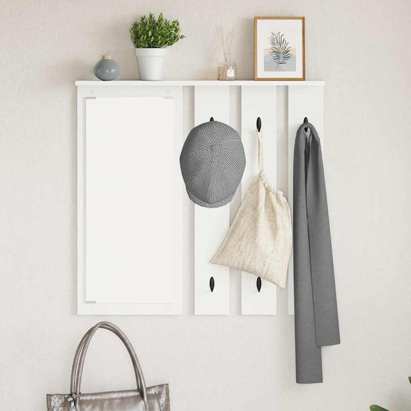 vidaXL Vešiak na stenu Nástenný Biela 84 x 10 x 80 cm Kompozitné drevo