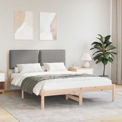 vidaXL Rám postele s čalúneným čelom Hnedá a svetlosivá 120 x 200 cm