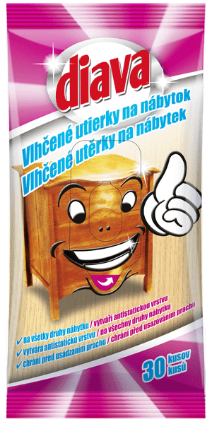 DIAVA vlhčené utierky na nábytok 30ks