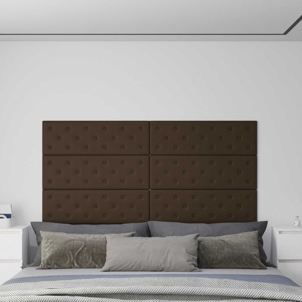 vidaXL Nástenný čelník 12 pcs Hnedá 90 x 30 cm Umelá koža