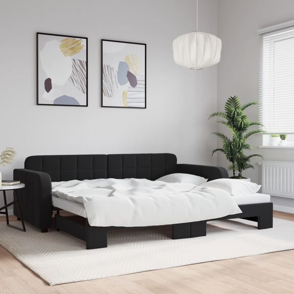 vidaXL Denná posteľ s rozkladacou posteľou čierna 90x200 cm zamat