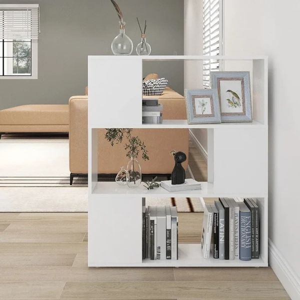 vidaXL Knižnica/deliaca stena biela 80x24x94 cm drevotrieska