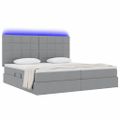 vidaXL LED úložná posteľ s matracom Svetlosivá 200 x 200 cm Látka