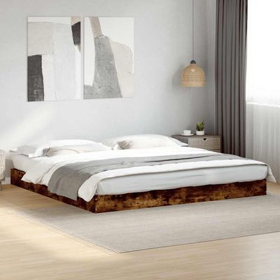 vidaXL Posteľný rám bez matraca dymový dub 180x200 cm kompozitné drevo