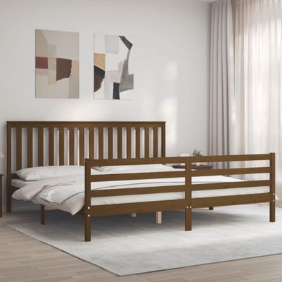 vidaXL Posteľný rám s čelom medovo-hnedý 200x200 cm masívne drevo