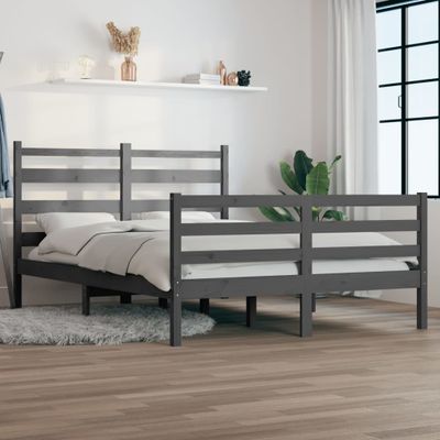 vidaXL Posteľný rám borovicový masív 120x200 cm sivý