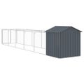 vidaXL Búda pre psa so strechou antracitová 117x609x123 cm pozin. oceľ