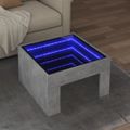 vidaXL Konferenčný stolík s nekonečnými LED betónovosivý 50x50x30 cm