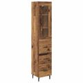 vidaXL Highboard Staré drevo 34,5 x 34 x 180 cm Kompozitné drevo