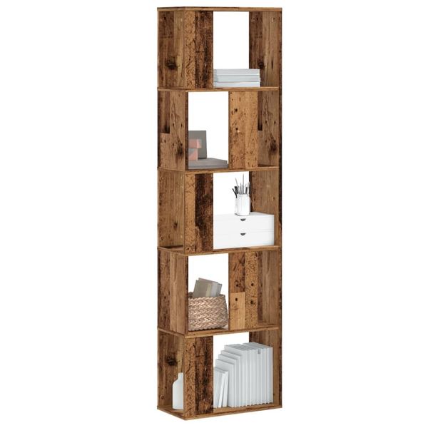 vidaXL Knižnica 5 políc staré drevo 45x23,5x162,5 cm kompozitné drevo
