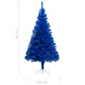 vidaXL Osvetlený umelý vianočný stromček s guľami, modrý 210 cm, PVC