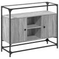 vidaXL TV skrinka sklenená doska sivá sonoma 98x35x81 cm kompoz. drevo