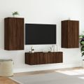 vidaXL 3-dielne TV nástenné skrinky s LED svetlami hnedý dub