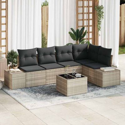 vidaXL Súprava záhradných pohoviek 6 pcs Svetlosivá polyratan