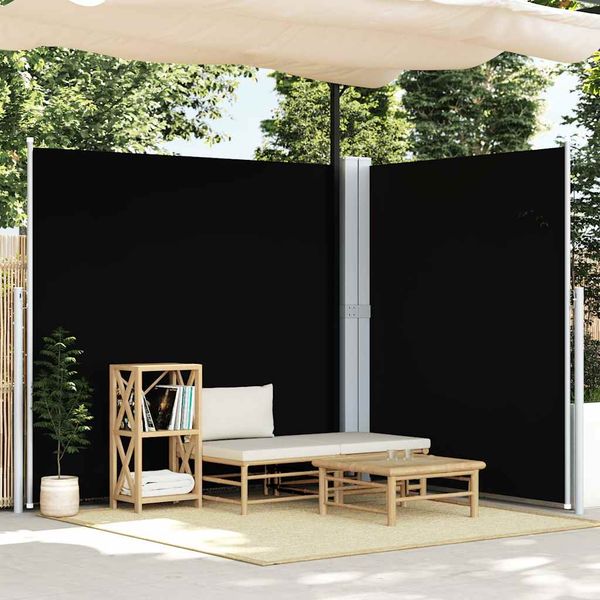 vidaXL Zaťahovacia bočná markíza čierna 200x600 cm