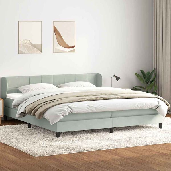 vidaXL Box Spring Posteľ s matracmi Svetlosivá 200x210 cm Zamat