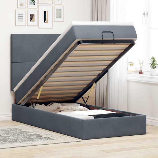vidaXL Osmanský rám postele s matracmi tmavosivá 80x200 cm zamat